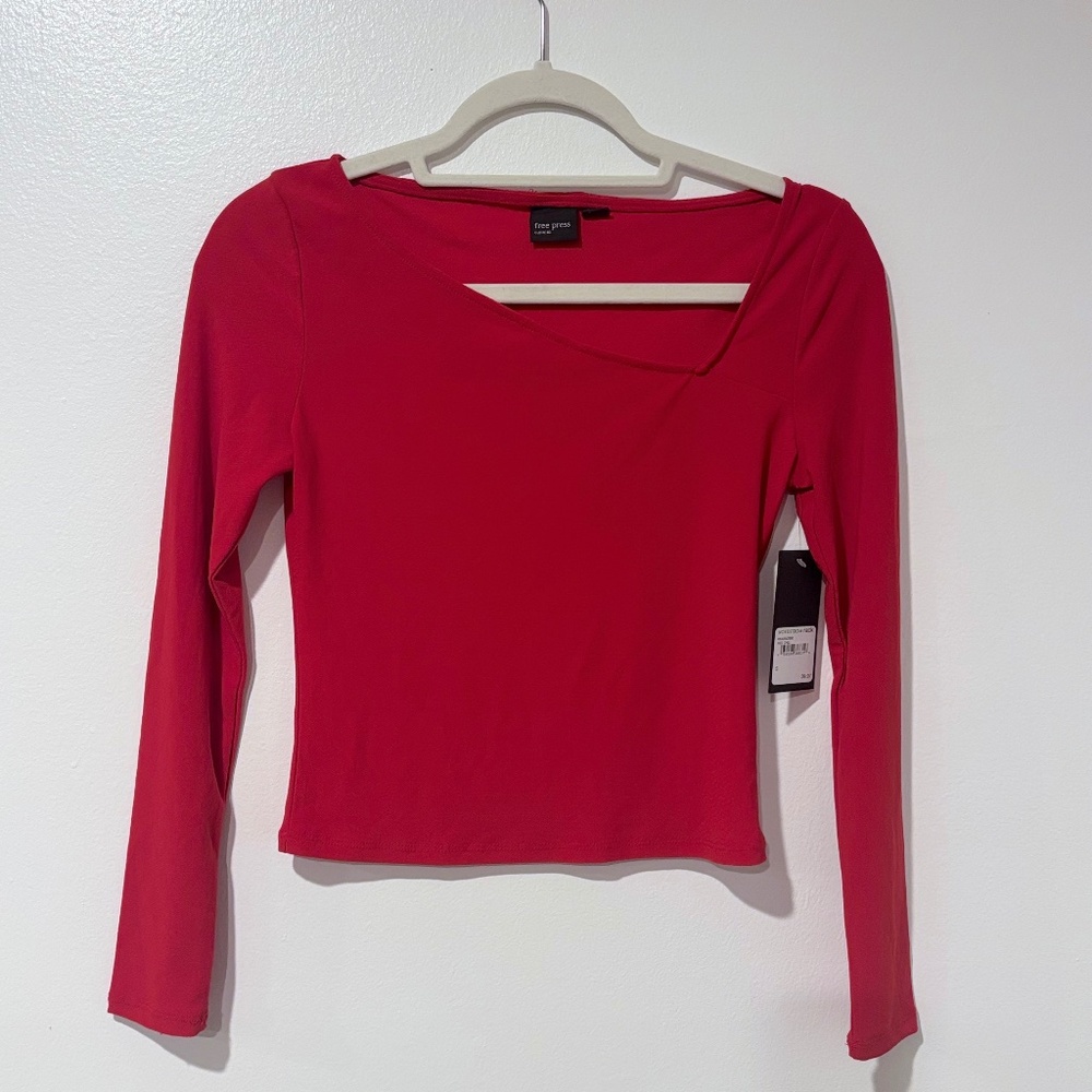 Free Press Asymmetrical Neck Long Sleeve Top